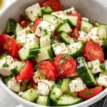 Fresh Tomato Cucumber Feta Salad in a Bowl