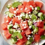 Delicious Watermelon Feta Mint Salad in a Bowl