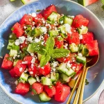 Watermelon Feta Salad with Cucumber and Mint: Taste Summer Bliss 3 Fresh Watermelon Feta Salad with Cucumber and Mint