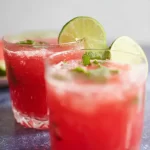 Watermelon Limeade Punch in a Glass with Fresh Fruit