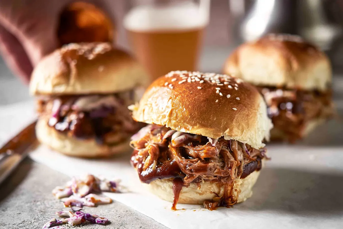 BBQ Pulled Pork Sandwiches: Enjoy the Ultimate Comfort Food BBQ Pulled Pork Sandwiches Served with Coleslaw