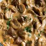 Delicious Beef Stroganoff Served with Noodles