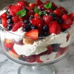 Berry Trifle Layers Showing Fresh Fruit and Cream