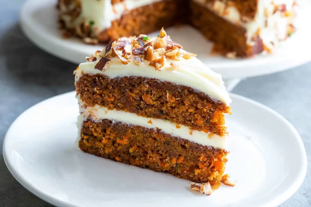 Mouthwatering Carrot Cake Decorated with Cream Cheese Frosting