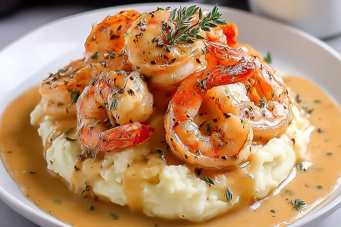 Creamy Garlic Butter Shrimp With Mashed Potatoes Delight 2 Creamy Garlic Butter Shrimp With Mashed Potatoes