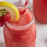 Delicious Frozen Strawberry Lemonade in a Glass