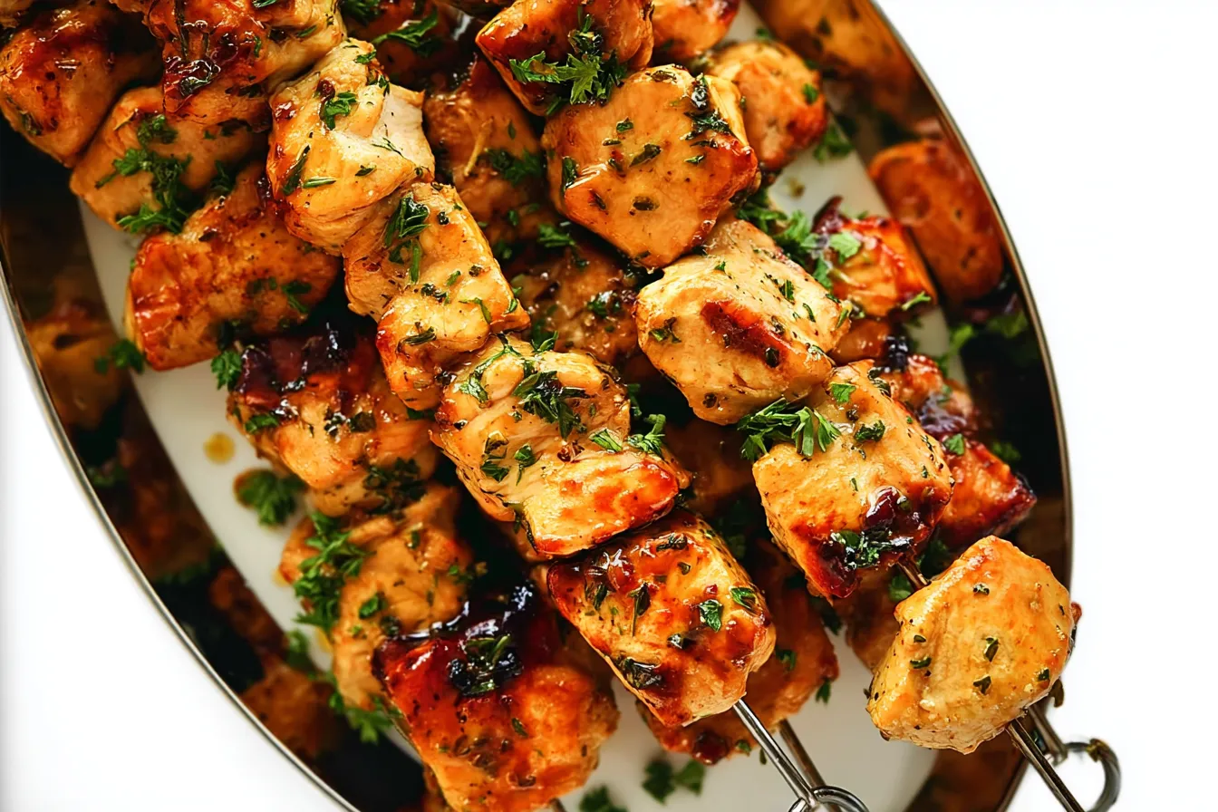 Grilled Chicken Skewers: The Best Recipe You'll Love! 1 Delicious Grilled Chicken Skewers on a Platter