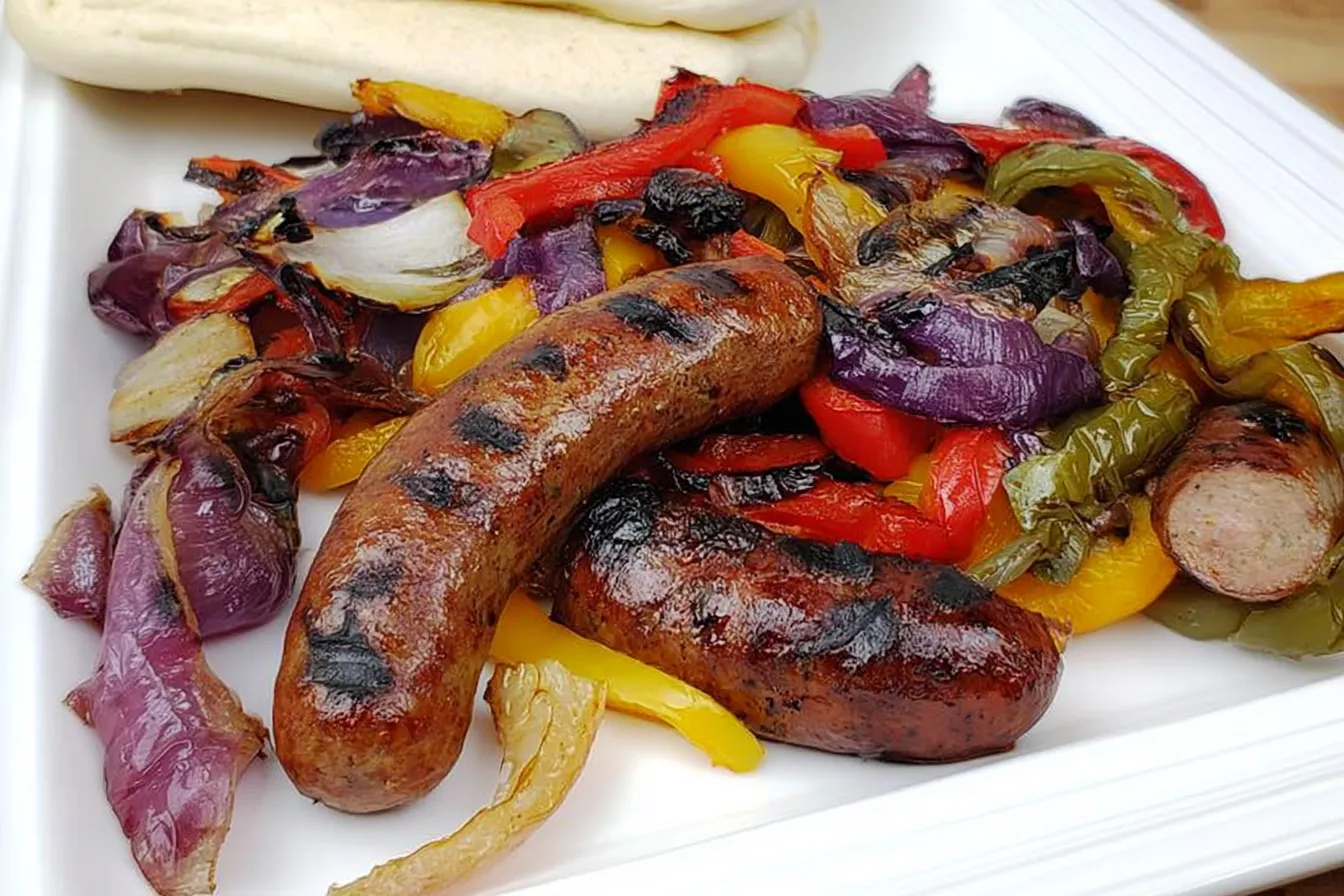 Grilled Sausage and Peppers: A Delicious Summer Delight 1 Grilled Sausage and Peppers Platter - Delicious Summer Meal