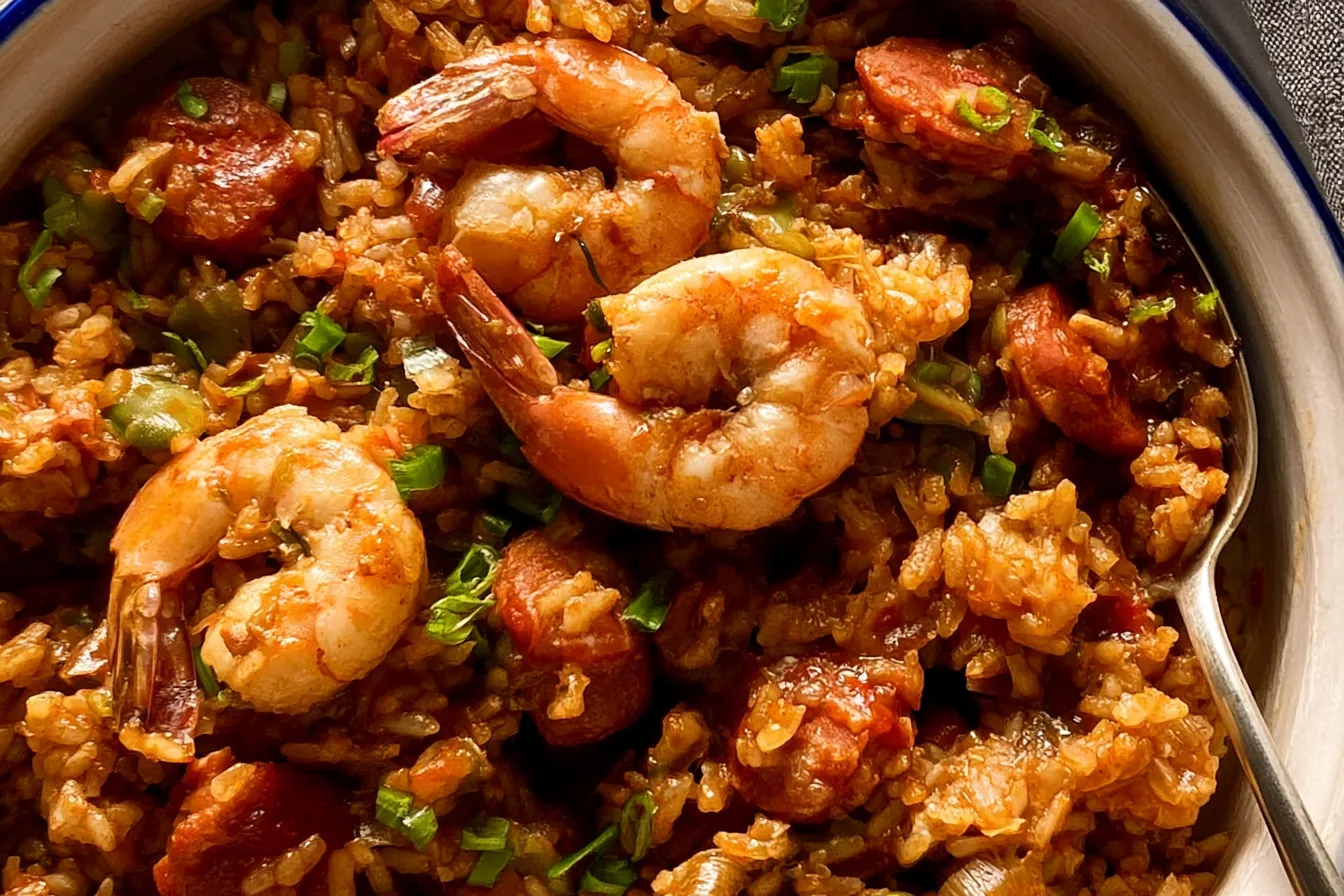 Jambalaya: A Delicious Taste of Louisiana Awaits! 1 Colorful Jambalaya with Shrimp and Sausage