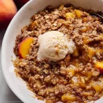 Freshly Baked Peach Crisp Ready to Serve