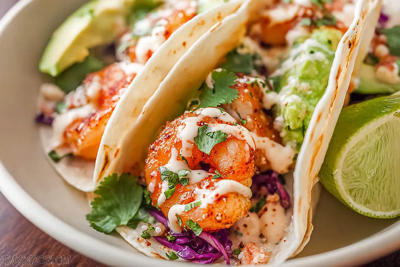 Delicious Shrimp Tacos on a Bright Plate