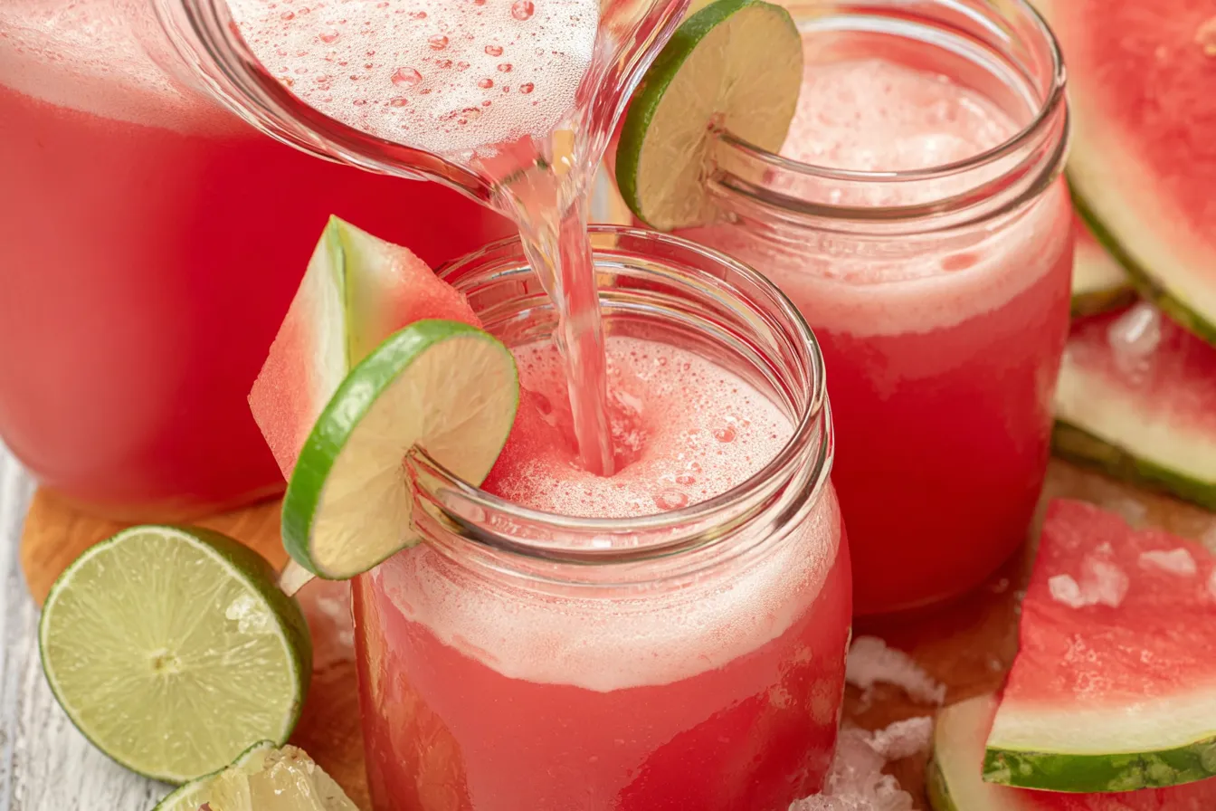 Watermelon Limeade: Refreshingly Sweet Summer Drink 1 Delicious Watermelon Limeade in a Glass