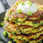 Zucchini Fritters: Deliciously Addictive Snack Recipe 3 Crispy Zucchini Fritters Ready to Serve