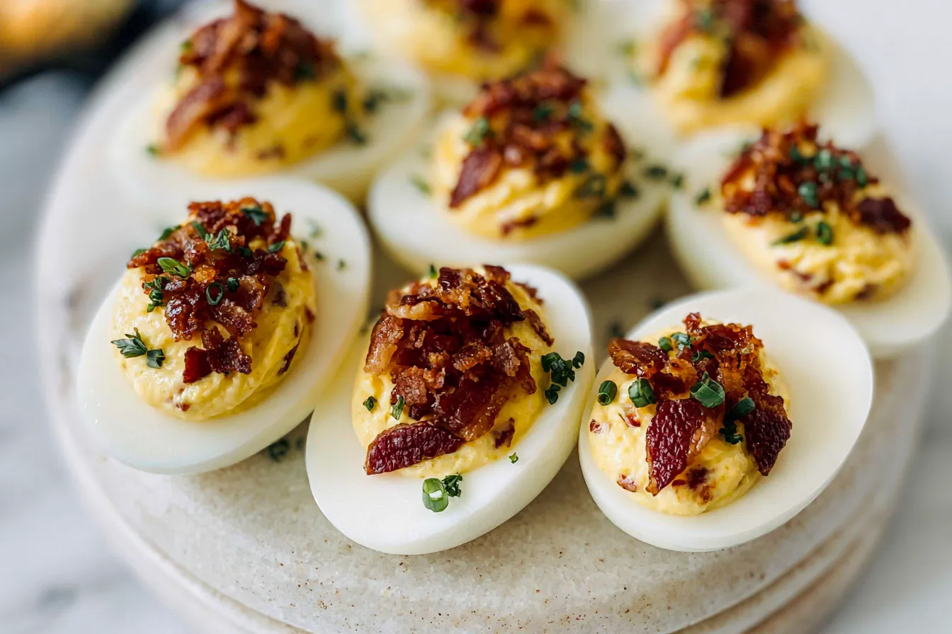 Bacon Deviled Eggs: A Tasty Twist on a Classic Favorite Bacon Deviled Eggs Ready to Serve