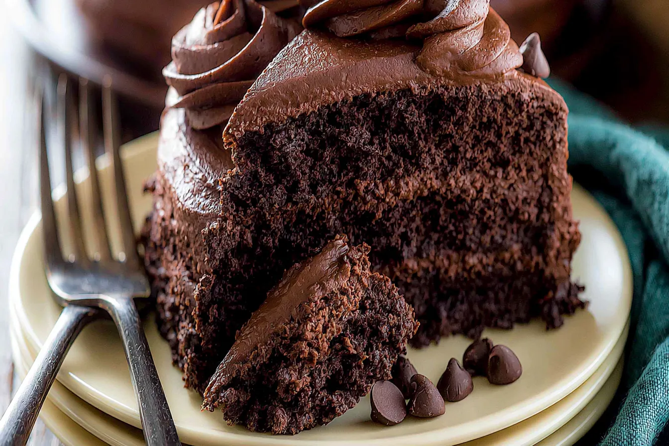 Chocolate Cake Delight: The Best Recipe You'll Ever Taste 1 Decadent Chocolate Cake Slice with Whipped Cream