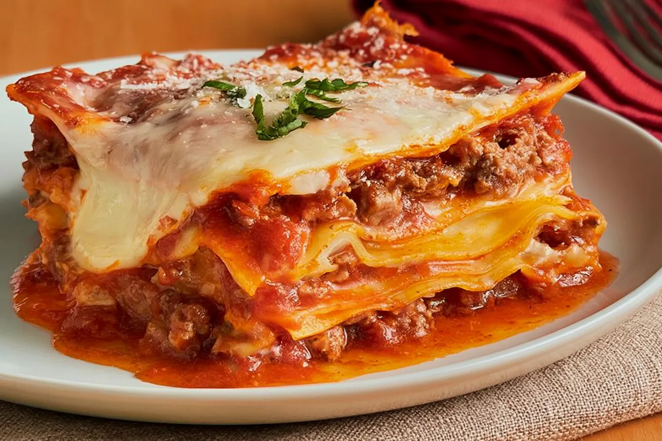 Classic Beef Lasagna: Unforgettable Comfort Food Recipe 1 Classic Beef Lasagna in a Baking Dish
