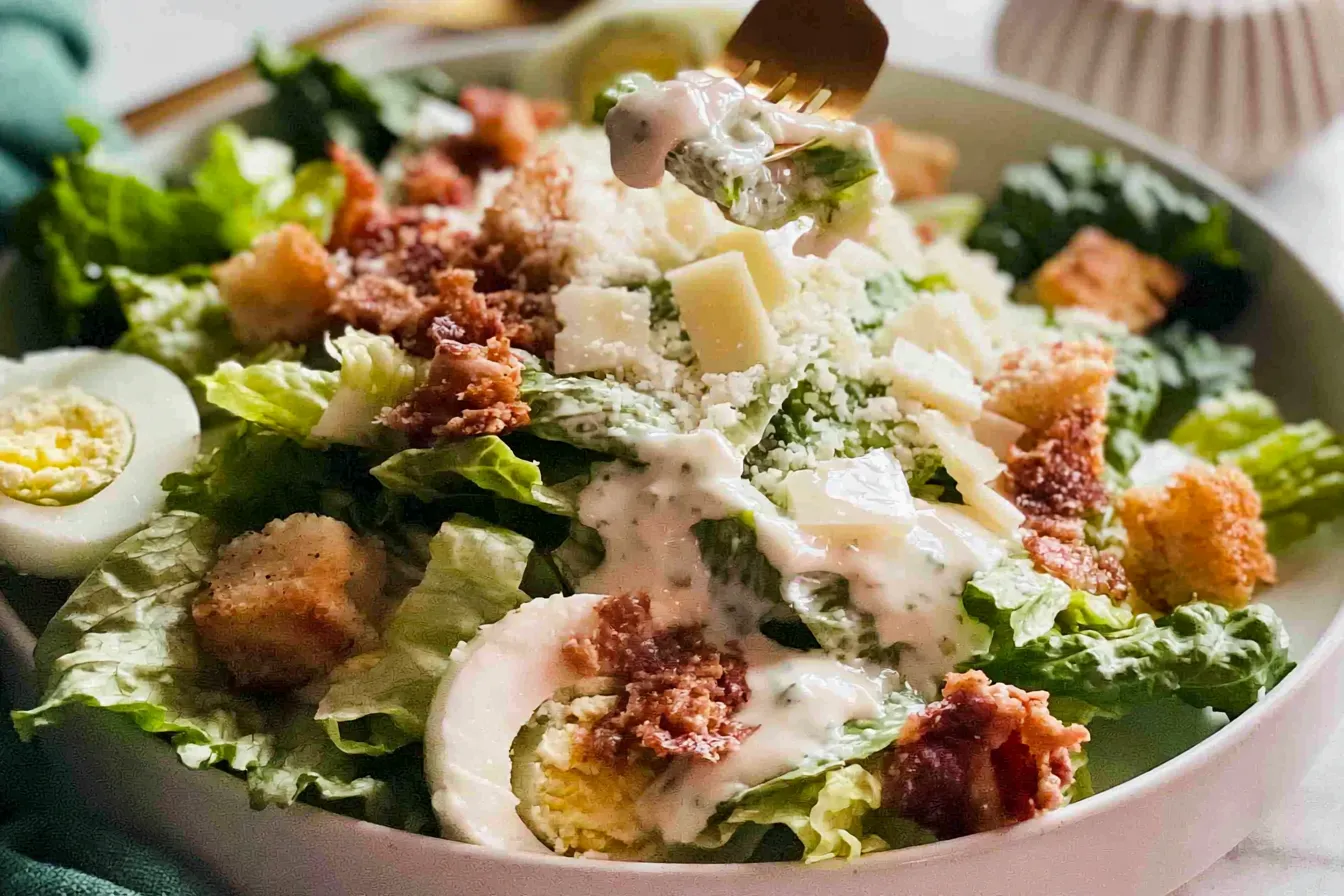 Classic Caesar Salad with Crispy Croutons and Dressing