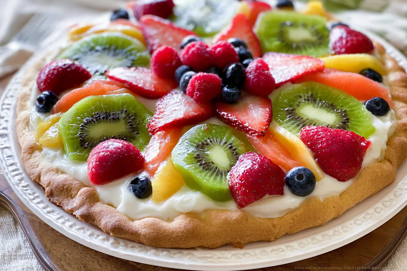 Colorful Fruit Pizza Ready to Serve
