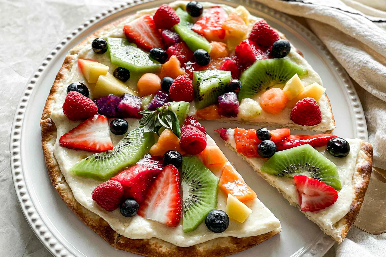 Delicious Fruit Pizza Topped with Fresh Fruits