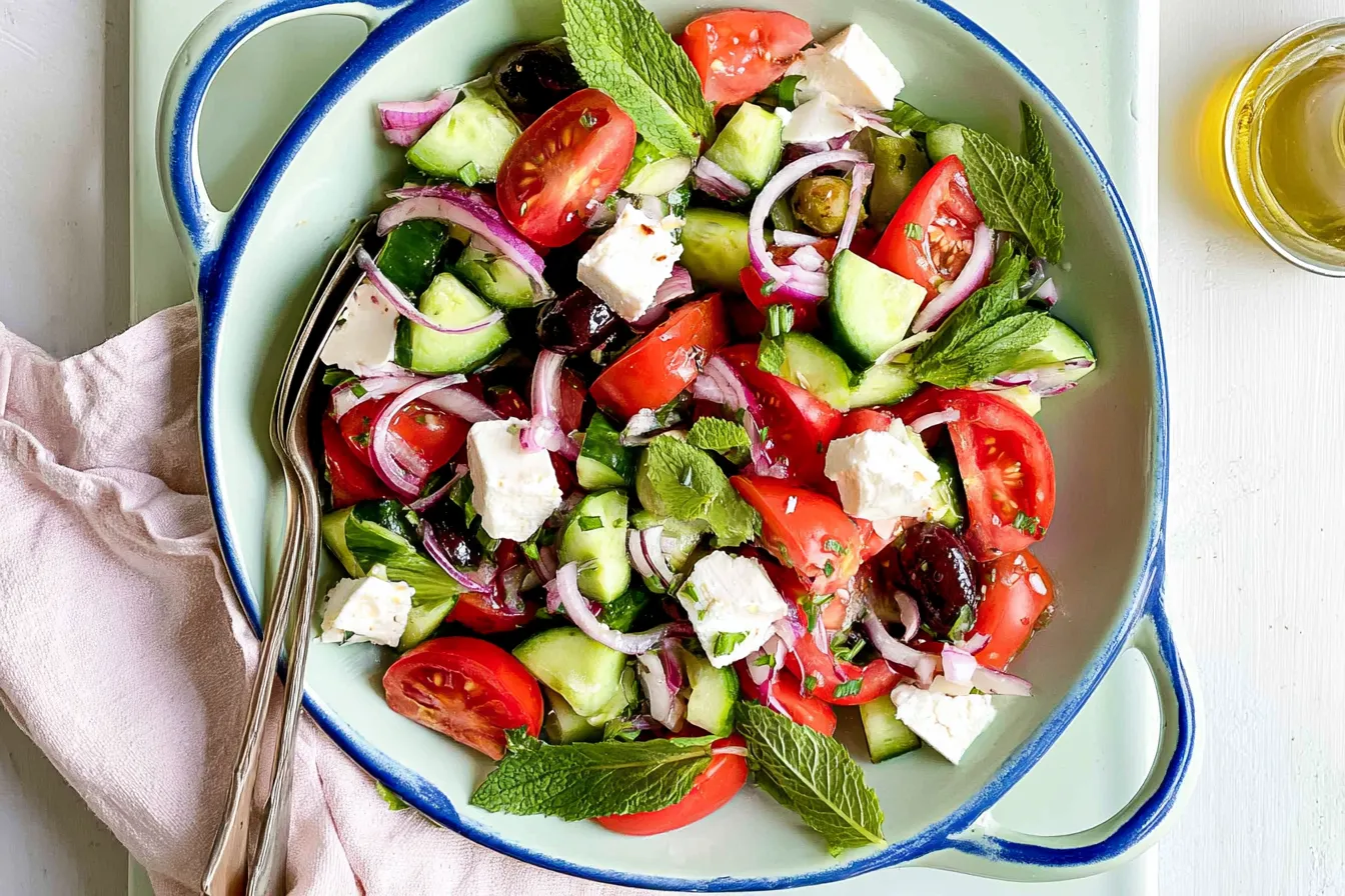 Delicious Greek Salad with Fresh Vegetables and Feta