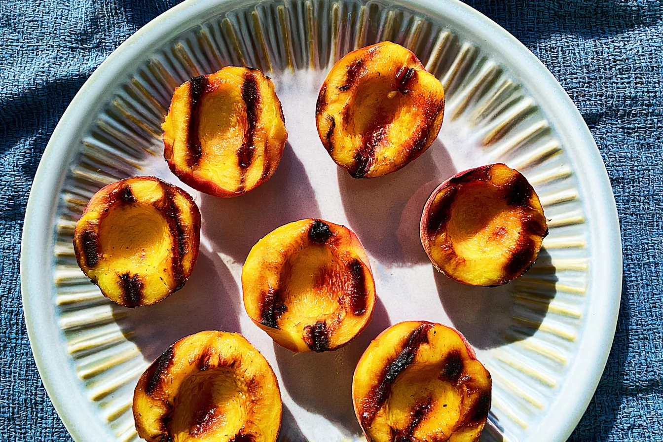 Grilled Peaches Ready to Enjoy on a Summer Plate