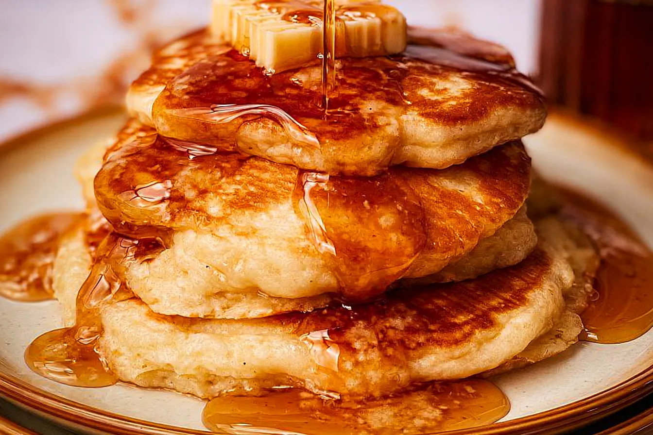 Delicious Homemade Pancakes Stacked with Syrup
