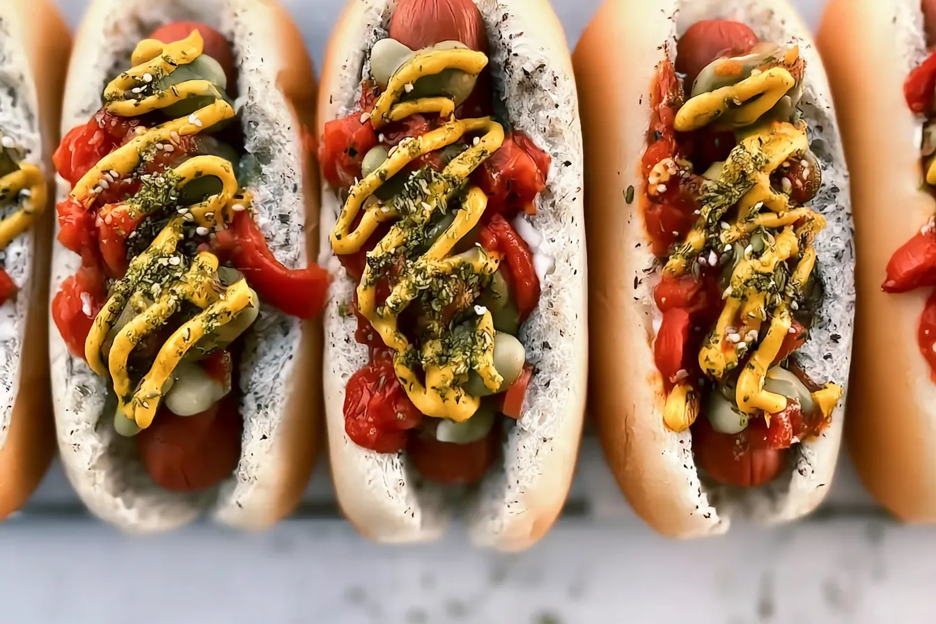 Grilled Hot Dogs with Toppings