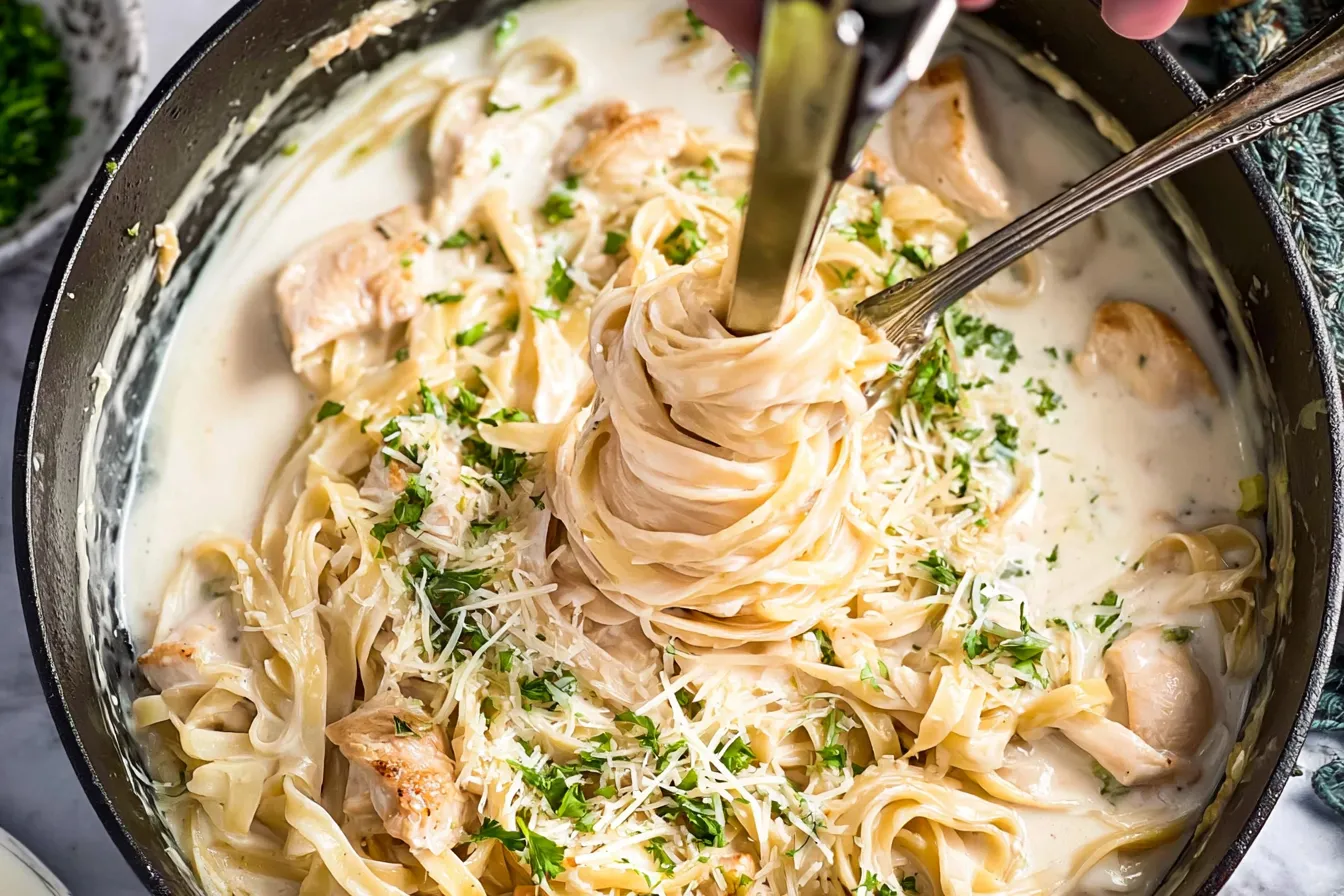 Delicious One Pot Creamy Chicken Alfredo