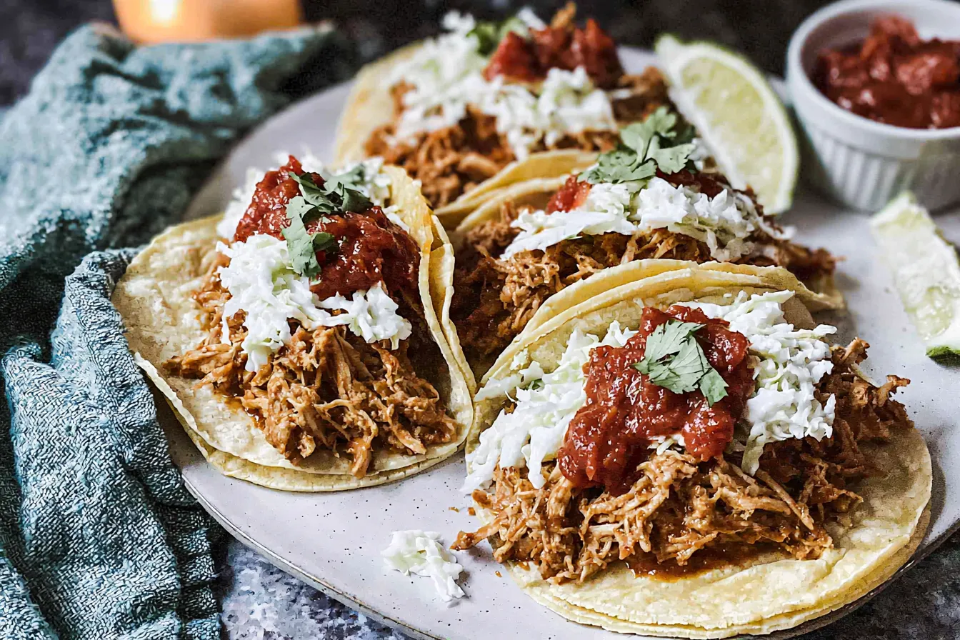 Slow Cooker Chicken Tacos: Deliciously Easy Weeknight Meal 1 Delicious Slow Cooker Chicken Tacos Ready to Serve