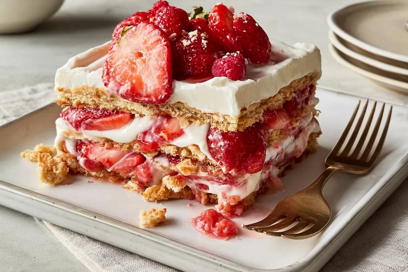 Delicious Strawberry Icebox Cake Slices
