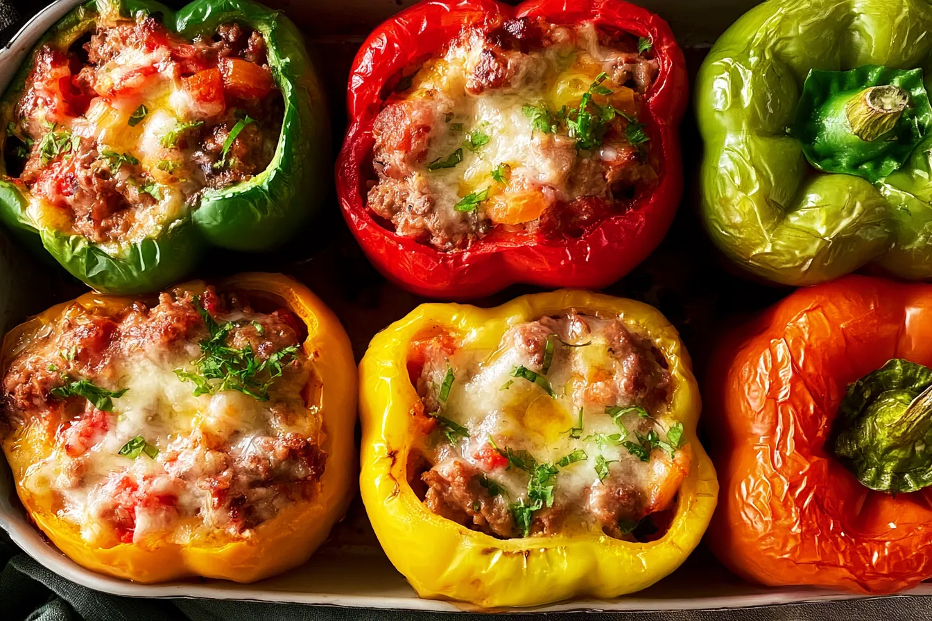Stuffed Bell Peppers Freshly Baked and Ready to Serve