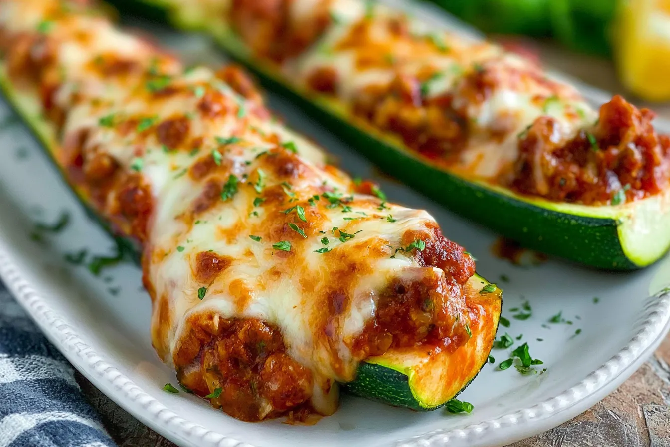 Stuffed Zucchini Boats Ready to Serve