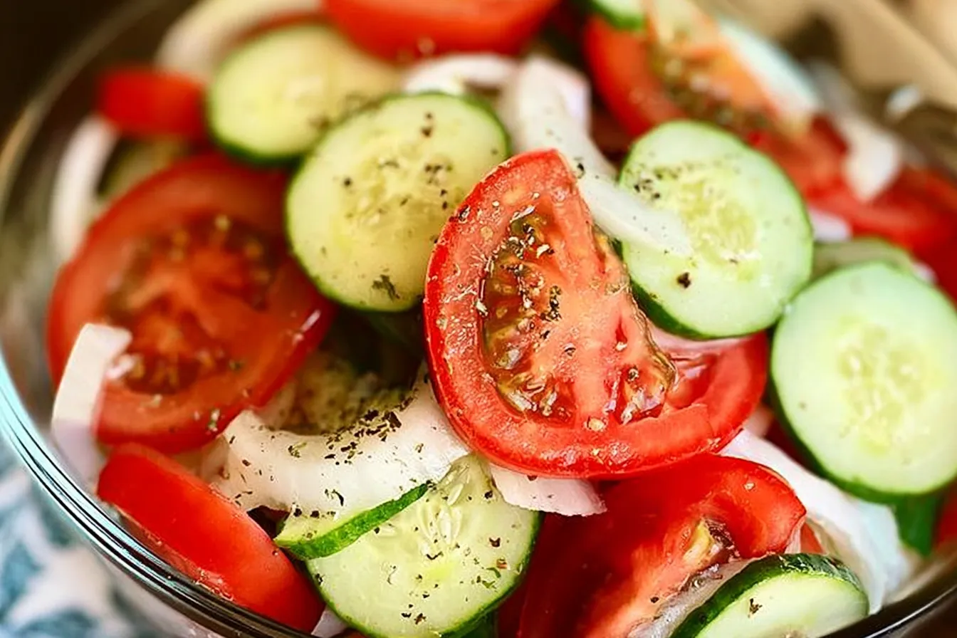 Vibrant Tomato Cucumber Salad Ready to Serve