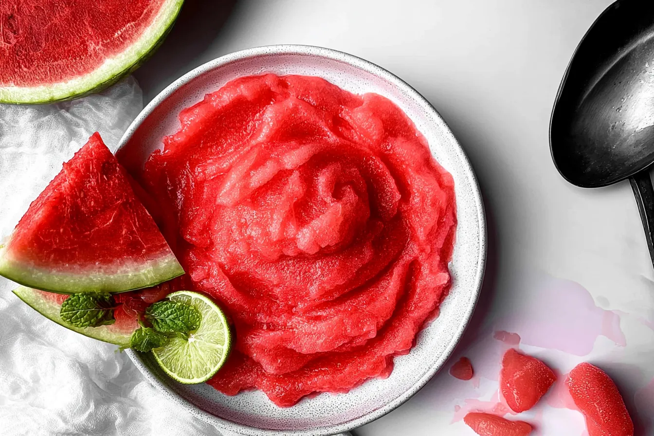 Watermelon Sorbet Served in Bowl