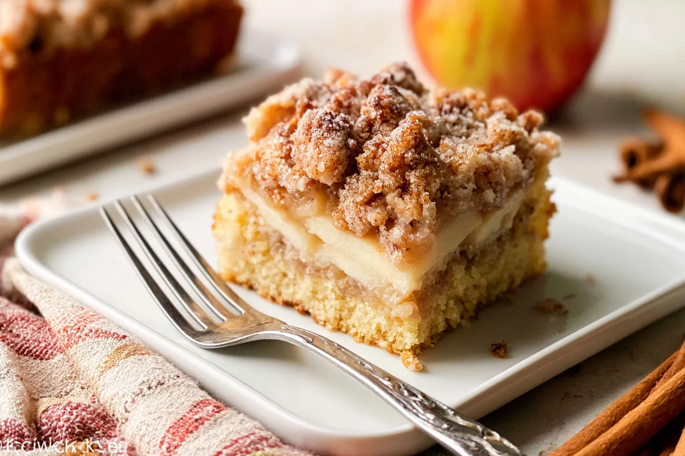 Freshly Baked Apple Streusel Coffee Cake on a Plate