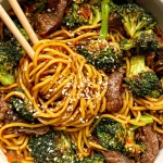 Delicious Beef and Broccoli Lo Mein in a Bowl