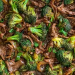 Beef and Broccoli Stir Fry in a skillet