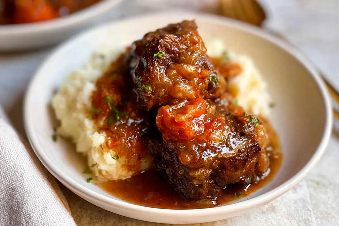 Savory Braised Short Ribs Served with Vegetables
