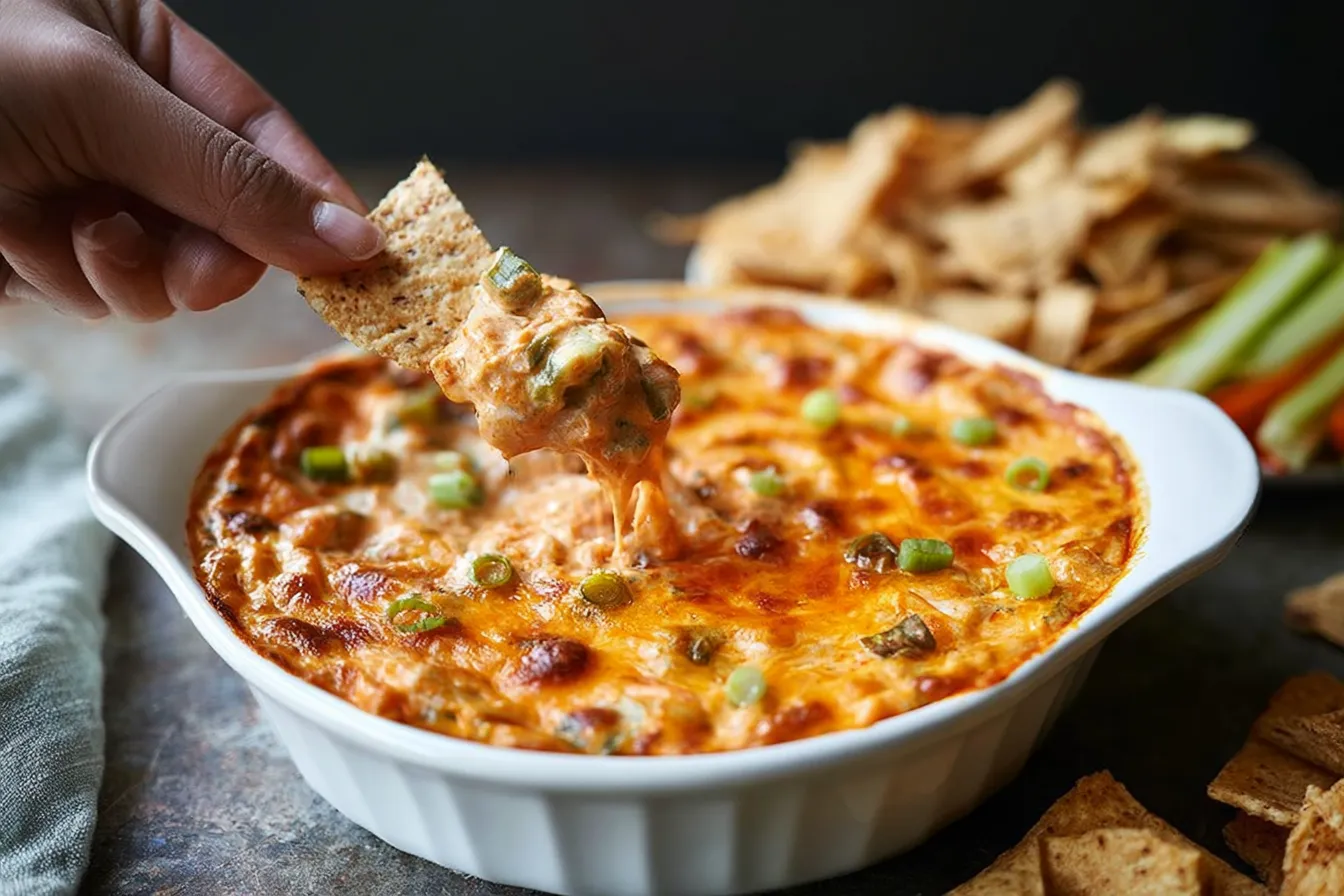 Buffalo Chicken Dip Served in a Cheesy Bowl