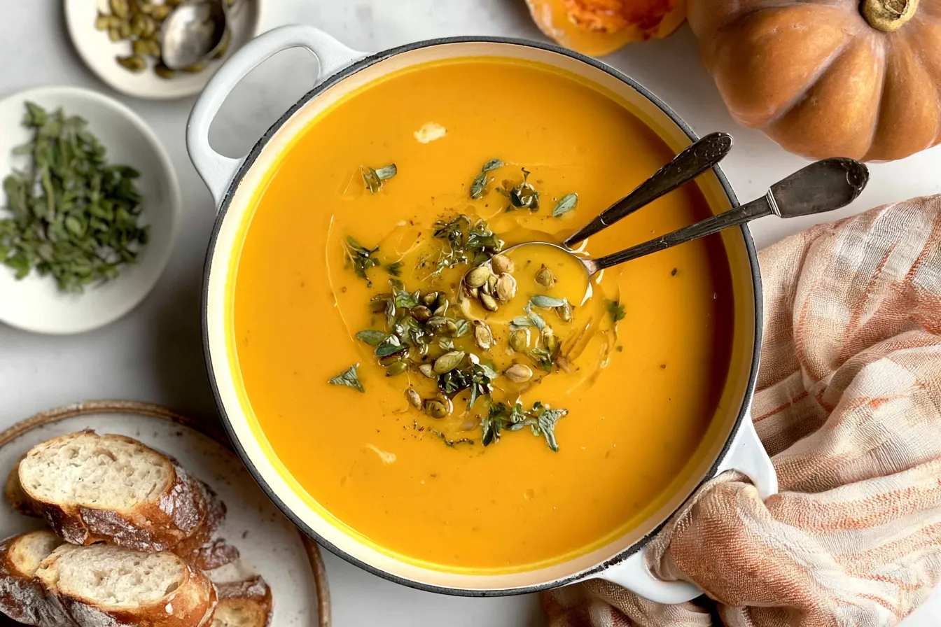 Butternut Squash Soup in a Bowl with Garnish