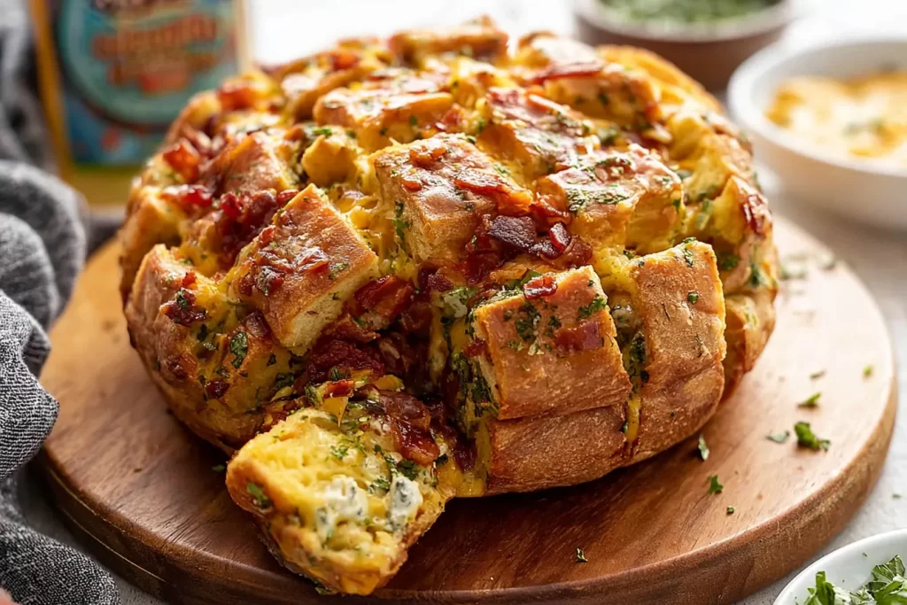 Cheddar Bacon Ranch Pull Apart Bread Fresh Out of the Oven