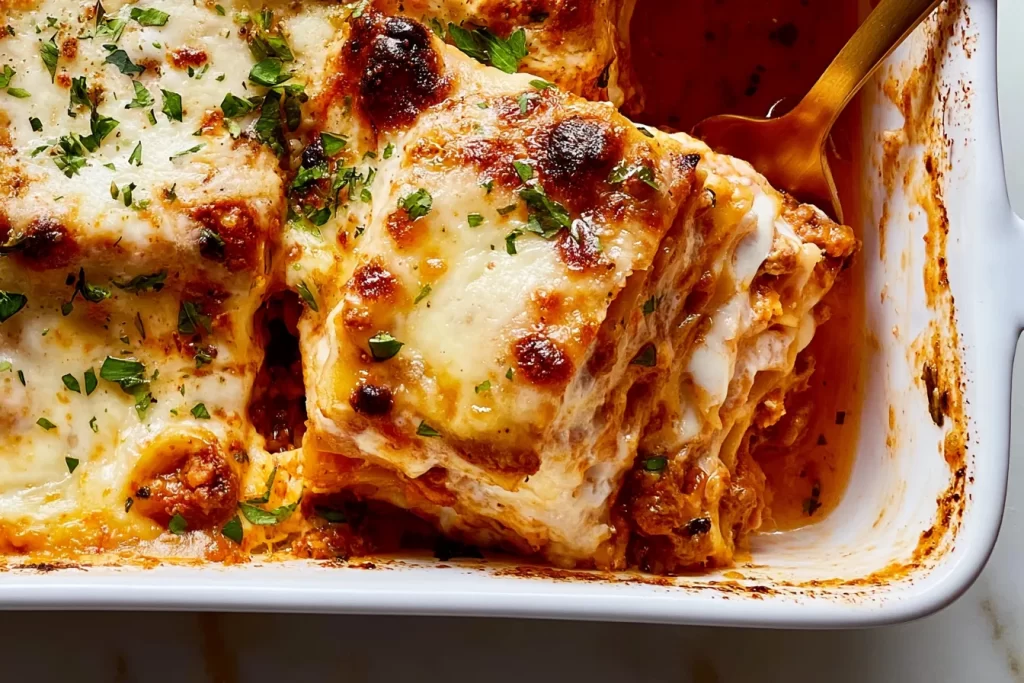 Classic Lasagna Served in a Rustic Dish
