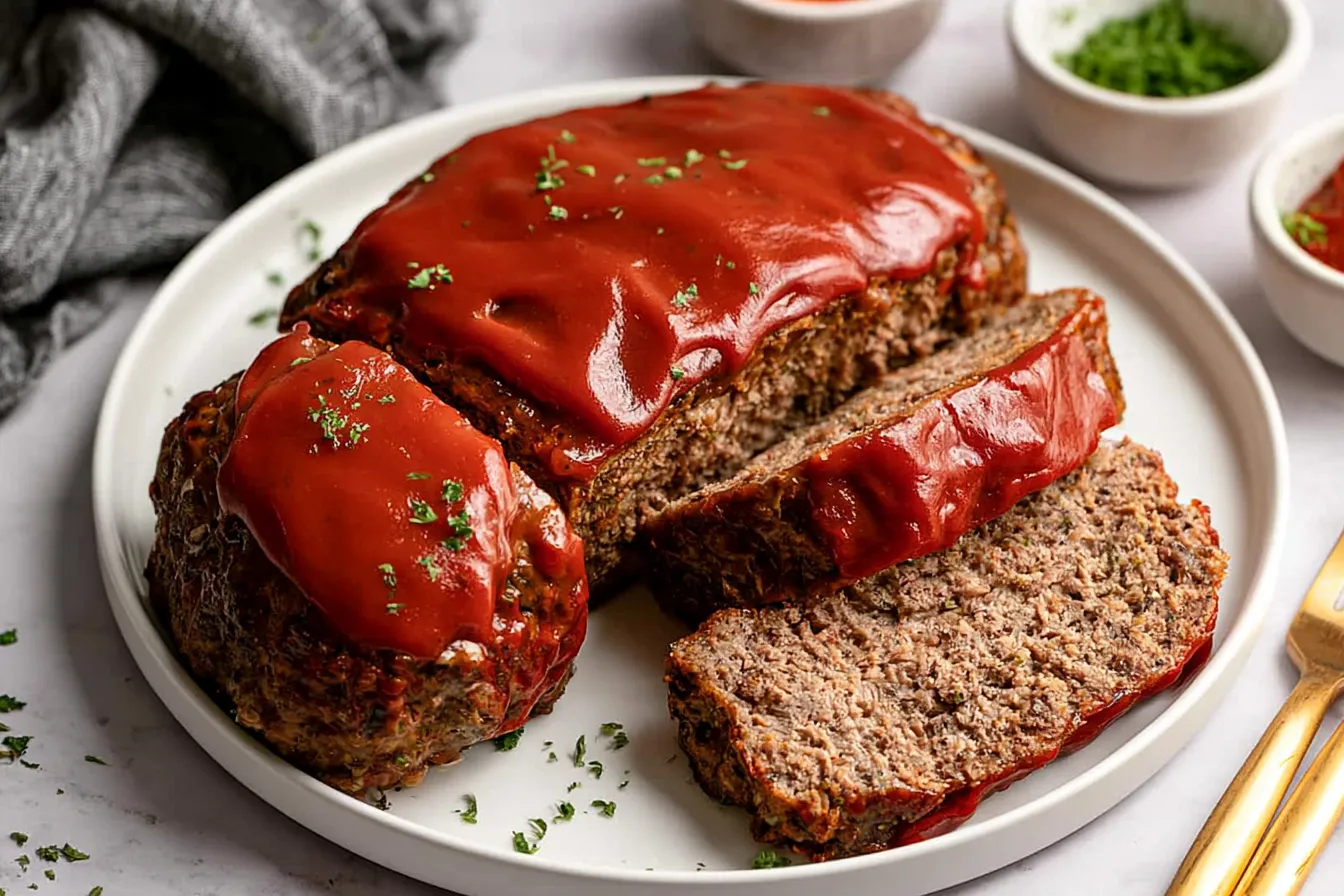Classic Meatloaf on a Serving Plate