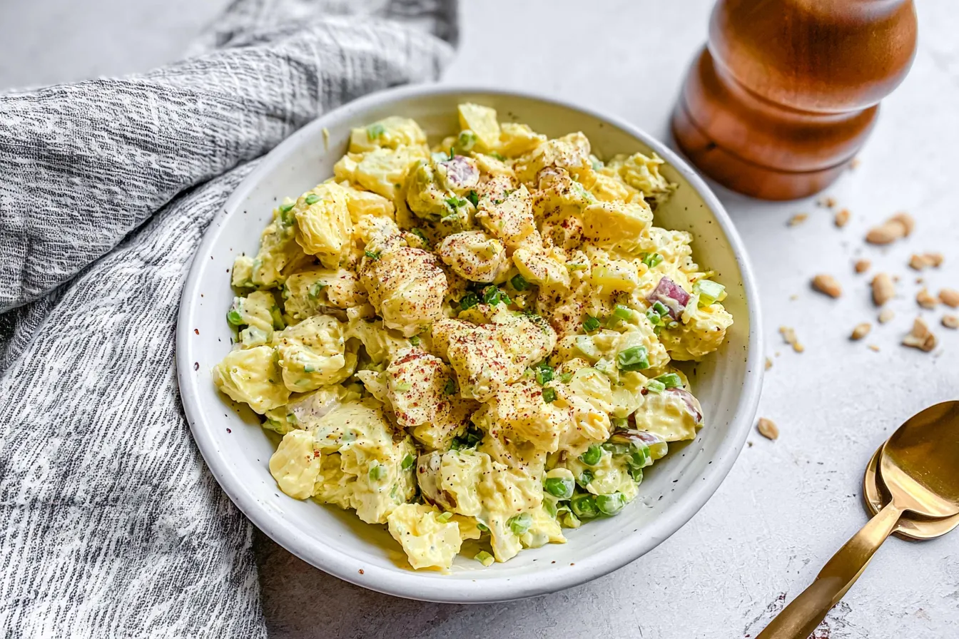 Classic Potato Salad: A Delicious Summer Favorite 1 Classic Potato Salad in a bowl with fresh herbs