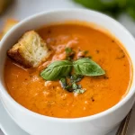 Creamy Tomato Basil Soup in a Warm Bowl