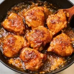 Honey Garlic Chicken Thighs Served with Rice and Vegetables