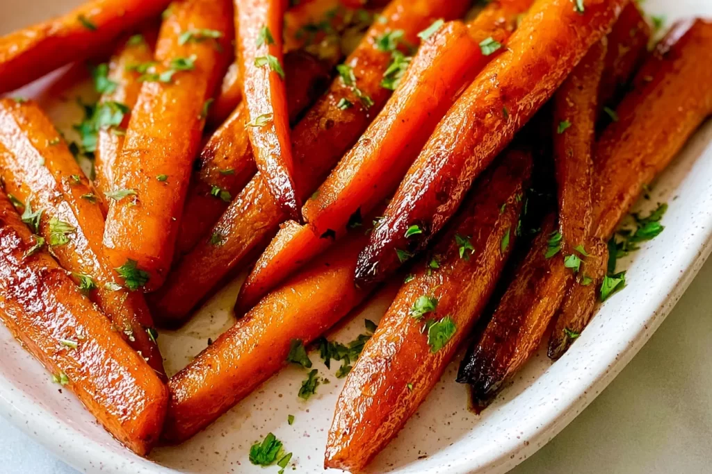 Maple Roasted Carrots on a Plate with Fresh Herbs