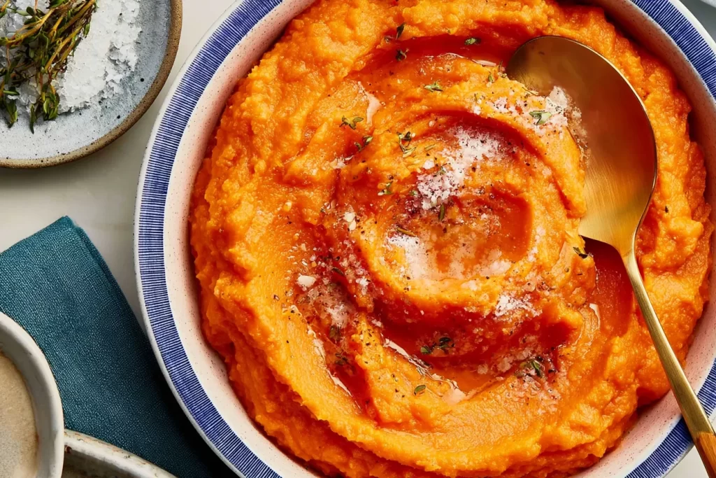 Creamy Mashed Sweet Potatoes in a Bowl