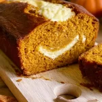 Freshly Baked Pumpkin Cream Cheese Bread Slice