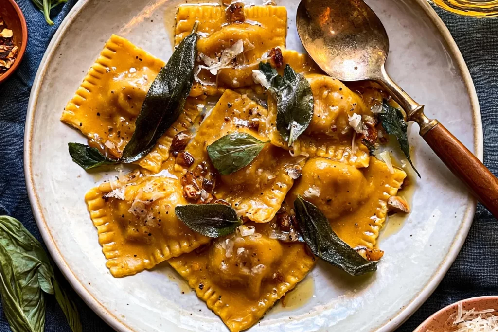 Delicious Pumpkin Ravioli Ready to Serve